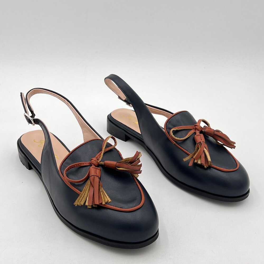 FOWT  Bow Tassel Flat Pumps Slip on Round Toe Slingbacks Office School Daily